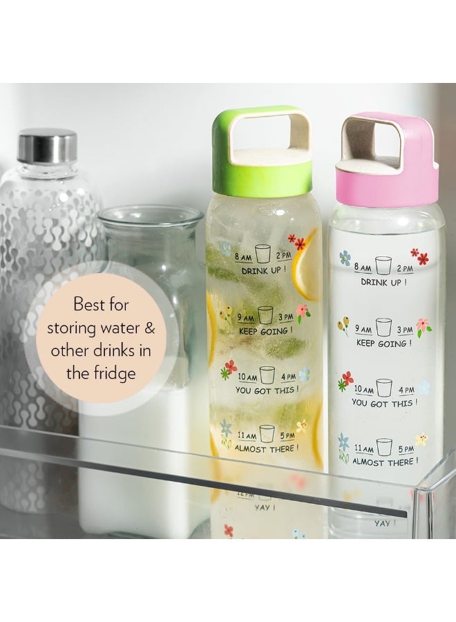 BOROSIL 1000Ml Neo Motivational Time Marker Bottle With Pink Husk Lid - Image 5