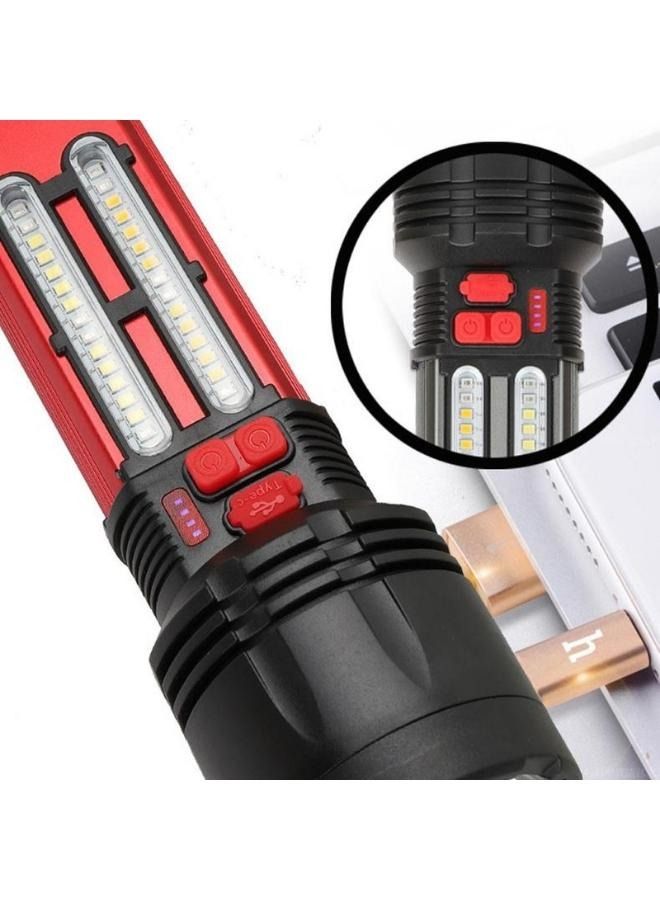 Crony W5122A Solar Energy Flashlight Plastic with Lamp Bead 18650 Battery 2000mAh Switch Type-C Port USB Charging - Image 4