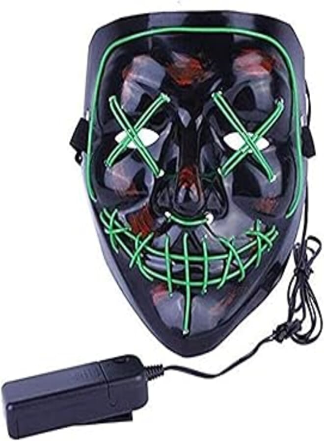 Halloween Mask LED Light up Purge Mask for Festival Cosplay Halloween Costume Masquerade Parties-green light 