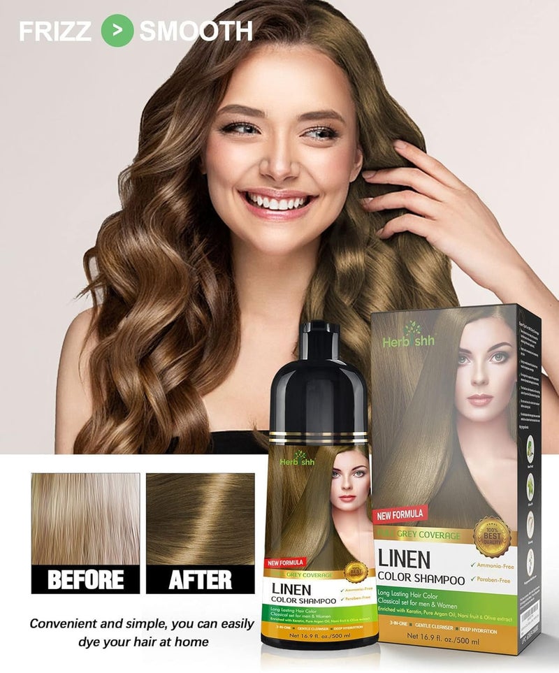 Herbishh Hair Color Shampoo for Gray Hair - Linen - 500ml - Ammonia-Free - Image 5