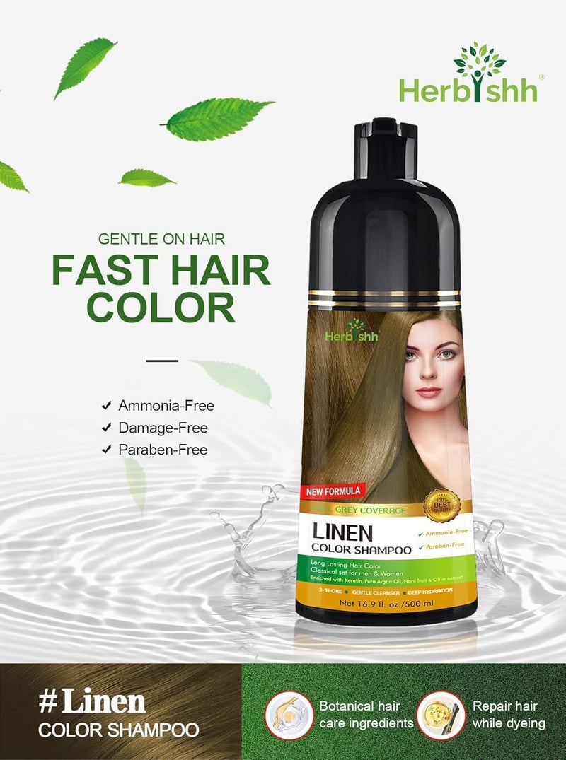 Herbishh Hair Color Shampoo for Gray Hair - Linen - 500ml - Ammonia-Free - Image 4