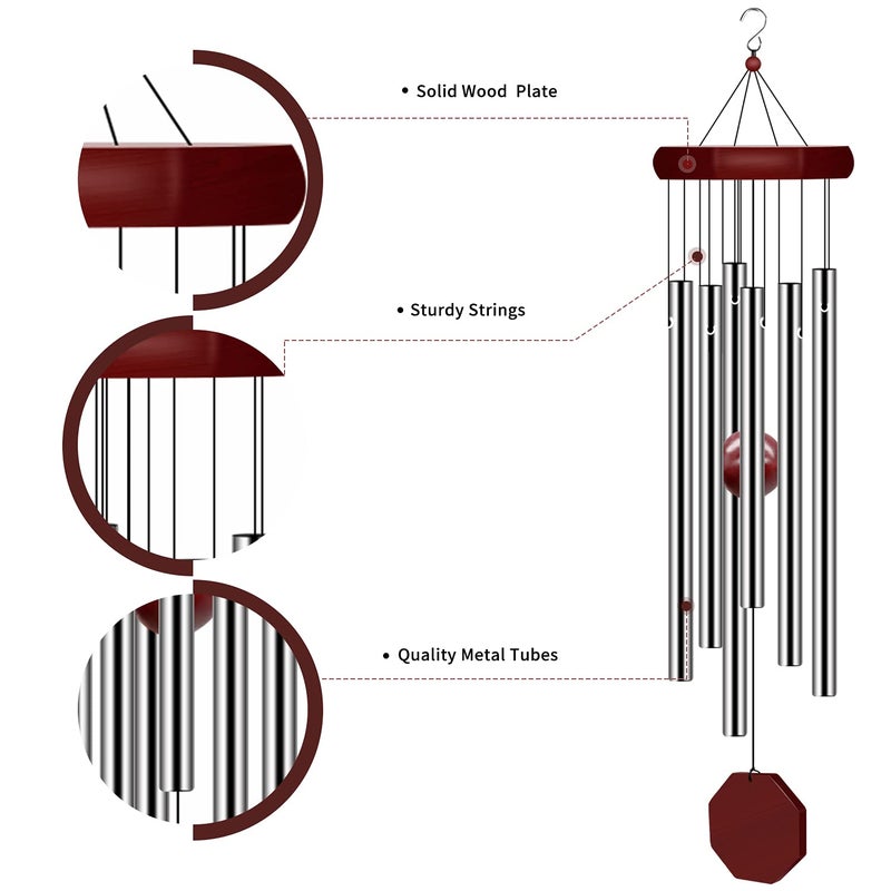 Pgzsy Memorial Wind Chimes Outdoor Large Deep Tone, Sympathy Wind-Chime Personalized with 6 Tuned Tubes, Elegant Chime for Garden Patio Balcony and Home - Image 3