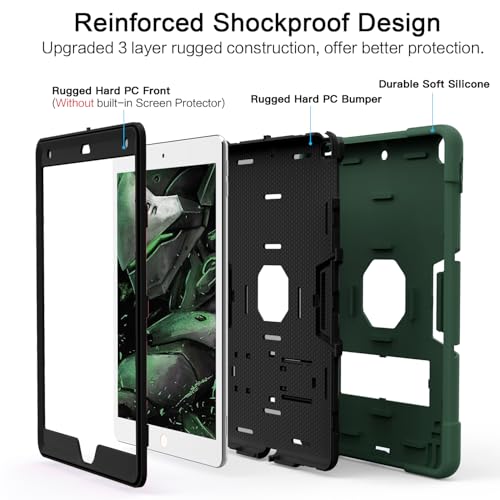 Cantis Case for ipad 9th Generation/ 8th Generation/ 7th Generation, Slim Heavy Duty Shockproof Rugged Protective Case with Built-in Stand for iPad 10.2 inch 2021/2020/2019, Alpine Green+Black - Image 3