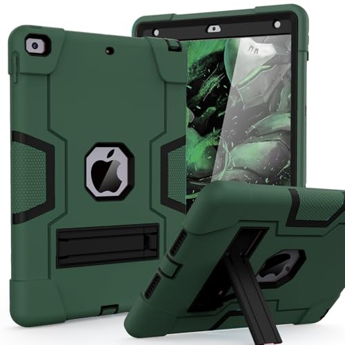 Cantis Case for ipad 9th Generation/ 8th Generation/ 7th Generation, Slim Heavy Duty Shockproof Rugged Protective Case with Built-in Stand for iPad 10.2 inch 2021/2020/2019, Alpine Green+Black - Image 1
