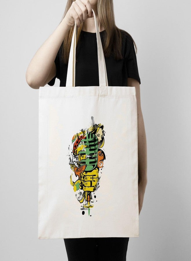ARTBUG Tote Bag for Women with zip, Aesthetic Canvas tote bag for college girls, office, stylish and reusable - Music - D No - 130 - Image 3