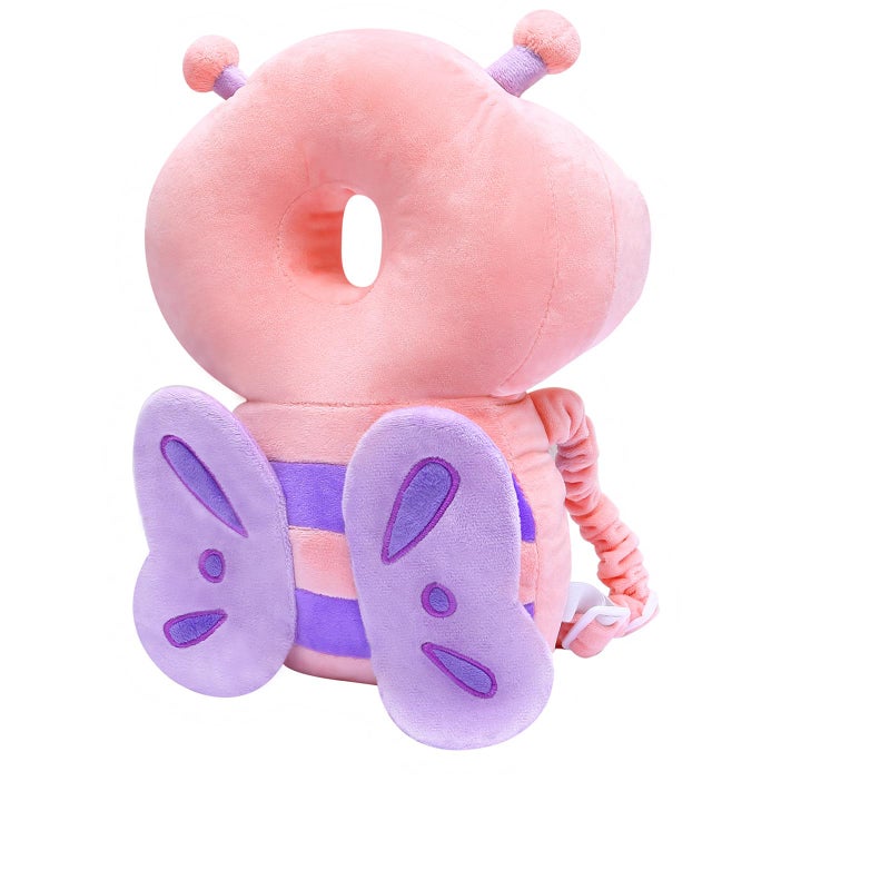 JunNeng Baby Walker 3Sided Head Protector Backpack Wear Toddler Head Protection Safety Pad Pink Butterfly - Image 2
