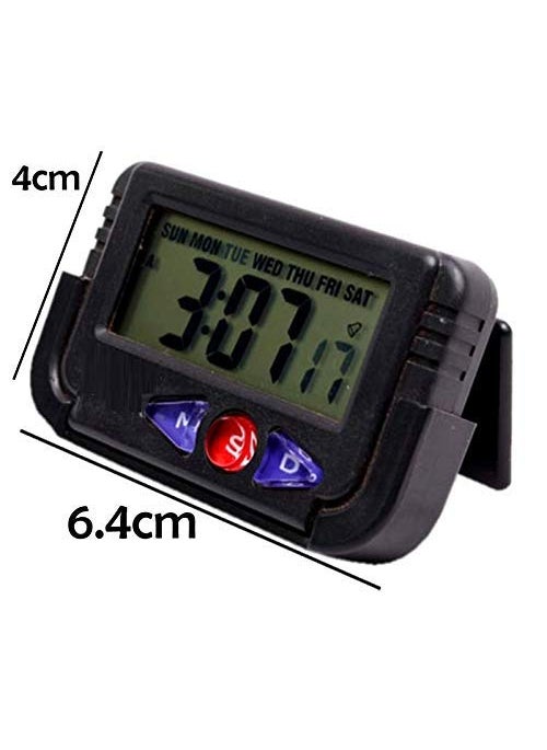 FEDUS - FEDUS Plastic Smart Mini Digital LED Alarm Clock with Date Time Calendar Timer Stop Watch and Flexible Stand Black 64 x 4 x 15 cm Pack of 2 - Image 1
