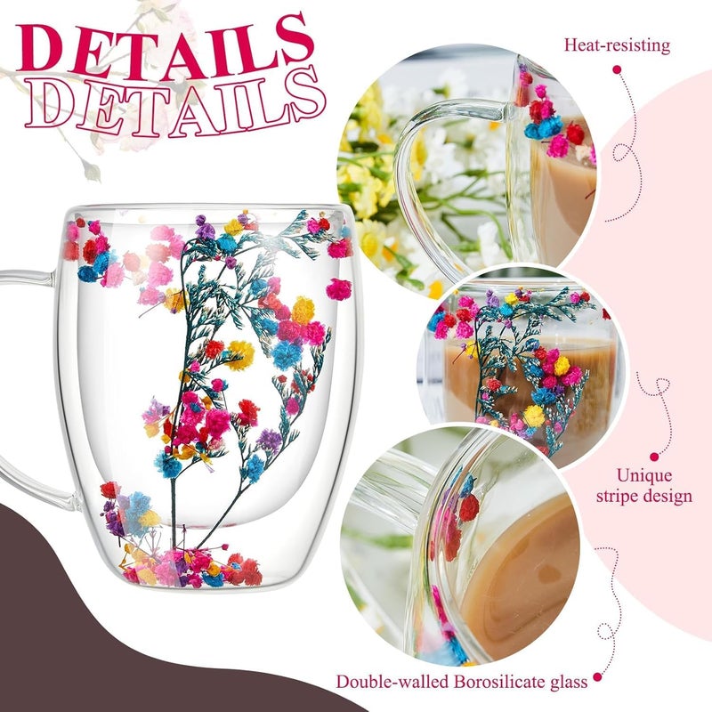 Gauvriko Double Wall Glass Coffee Mugs Glass Double Layer Tea Coffee Cup Double Walled Glass Mugs for hot Cold Drinks Coffee Tea Milk cappuchino Juice 350ML Mug 2 Pieces - Image 4