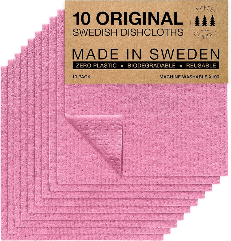 سوبر سكاندي حزمة من 10 مناديل مائدة سويدية من SUPERSCANDI - مناديل صديقة للبيئة، قابلة لإعادة الاستخدام، آمنة للطعام - Image 1