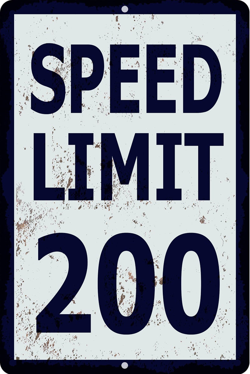 Skyocean Funny Mechanic Metal Tin Sign Wall Decor Man Cave Bar Speed Limit 200 MPH - Image 2