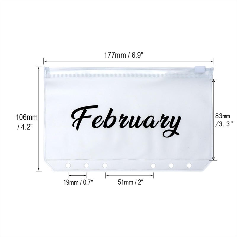 XiowDow A6 Binder Pockets 12 Months Cash Envelopes for Budgeting Frosted PVC Money Organizer Monthly Cash Stuffing Envelopes Zipper Pouch for Saving Budget Binder Wallet - Image 3