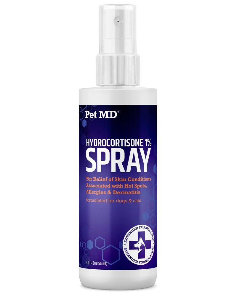 Pet MD Hydrocortisone Spray for Dogs, Cats, Horses - Itch Relief Spray & Hot Spot Treatment for Dogs, Irritated Dry Itchy Skin, Allergies, and Dermatitis - Reduces Topical Inflammation - 4 oz - Image 1