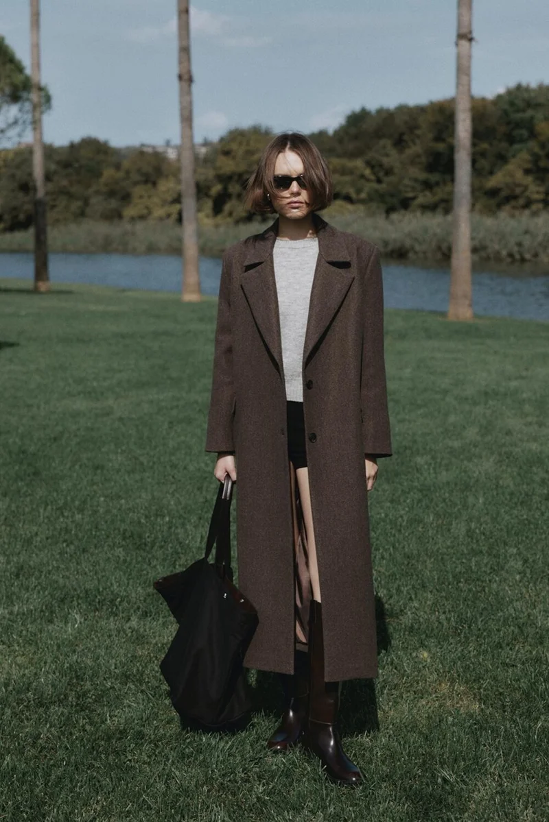 Suud Collection Saud Collection Brown Ari Double Breasted Maxi Cashmere Coat