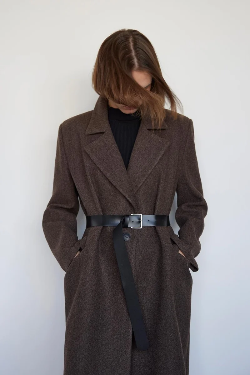 Suud Collection Saud Collection Brown Ari Double Breasted Maxi Cashmere Coat