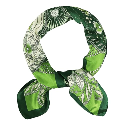 EXTREE Fashion Silky Satin Headscarf for Women Girls: Exquisite Pattern Lightweight Silk Graceful Scarfs 27.5 x 27.5 inches - Image 1