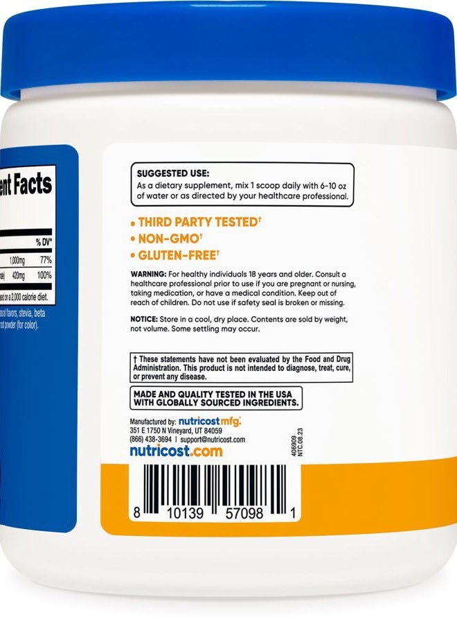 Nutricost مسحوق الكالسيوم والمغنيسيوم (خوخ مانجو، 30 حصة) - دعم العظام، غير معدّل وراثيًا، خالي من الغلوتين (من سترات الكالسيوم وسترات المغنيسيوم) - Image 4