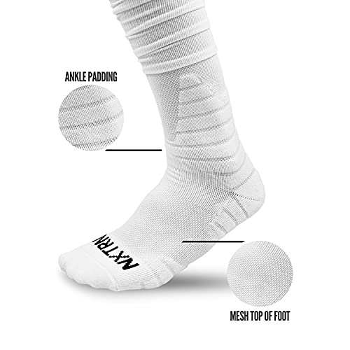 NXT NXTRND Nxtrnd XTD Scrunch Football Socks, Extra Long Padded Sport Socks for Men & Boys (White, L/XL) - Image 3