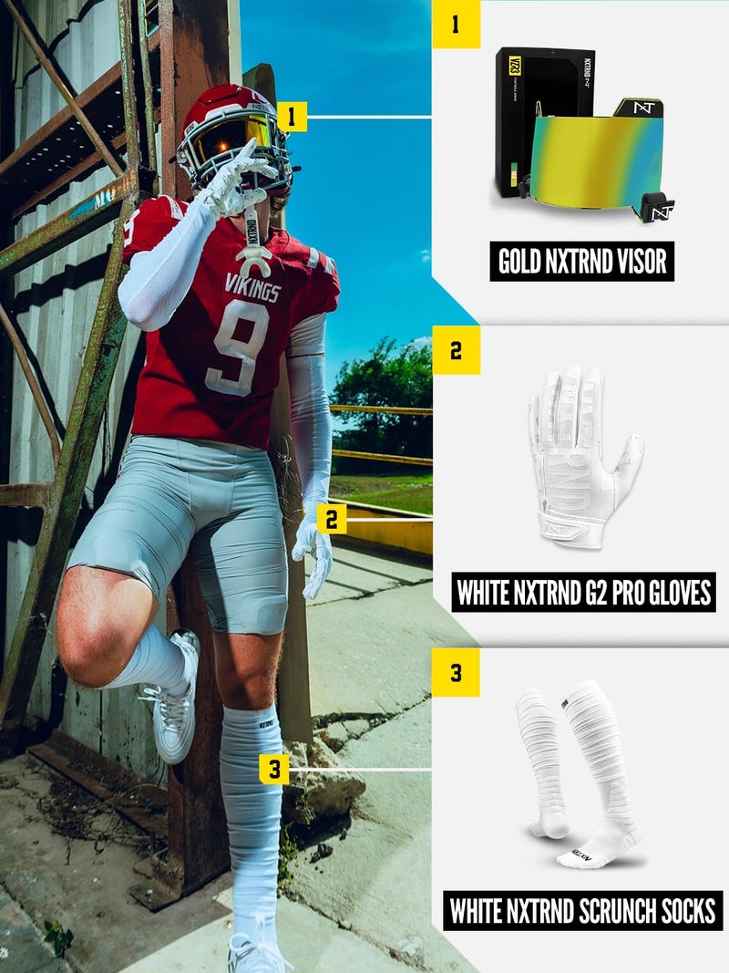 NXT NXTRND Nxtrnd XTD Scrunch Football Socks, Extra Long Padded Sport Socks for Men & Boys (White, L/XL) - Image 5