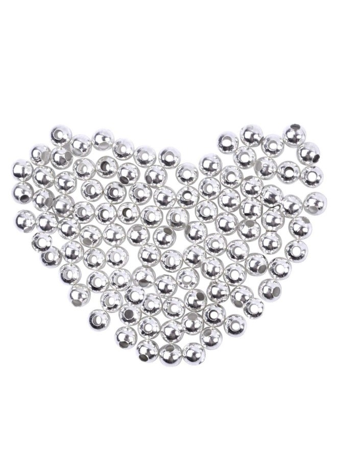 BronaGrand 1000 Pieces Metal Spacer Beads Round Ball Beads Seamless Smooth Lose Beads Silver 000  - Image 1