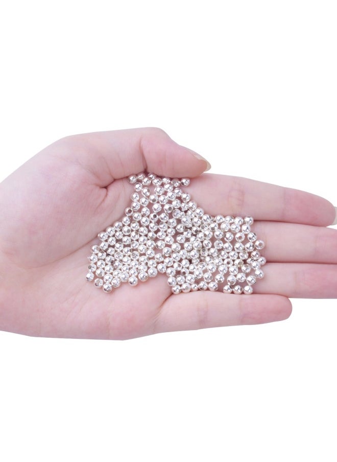 BronaGrand 1000 Pieces Metal Spacer Beads Round Ball Beads Seamless Smooth Lose Beads Silver 000  - Image 5