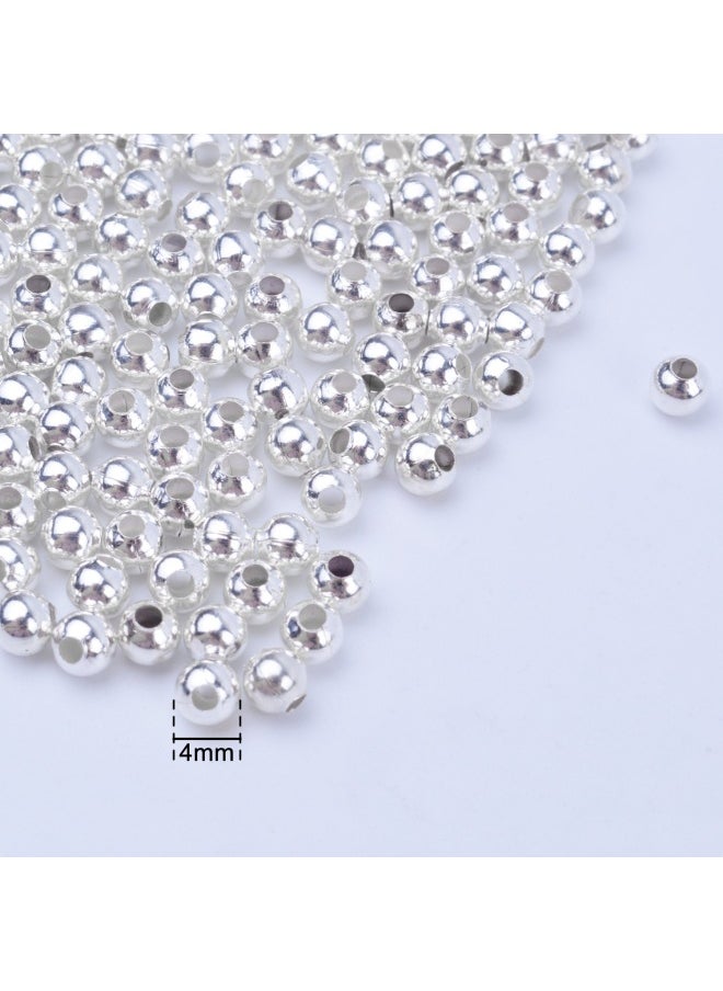 BronaGrand 1000 Pieces Metal Spacer Beads Round Ball Beads Seamless Smooth Lose Beads Silver 000  - Image 4