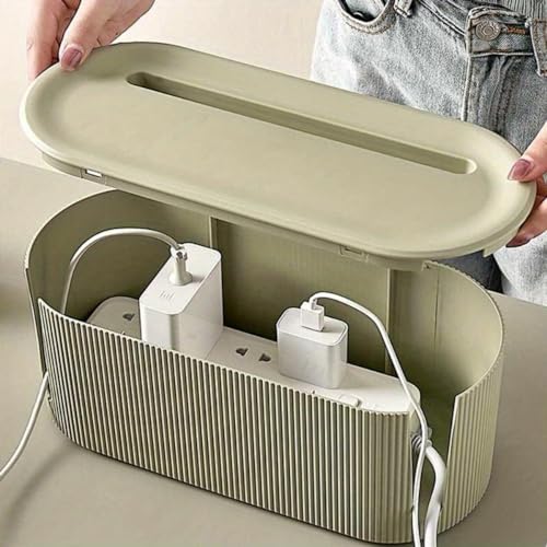 Soko Cable Management Box with Mobile Stand | Cords Hider & Surge Protector | Concealer for Power Strips, Router, TV, Gadget Wires Storage Organizer Tray for Desk, Table – Home, Office – Green - Image 1