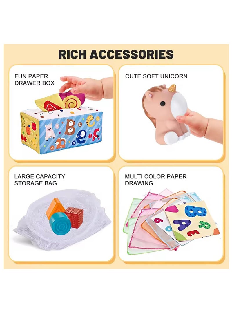 31PCS 6 in 1 Montessori Toys, Infant Sorter Sensory Bins for Toddlers 6-12m, Stacking Blocks, Silicone Teething Toys,Baby Pull String Toy for Boys and Girls - Image 4