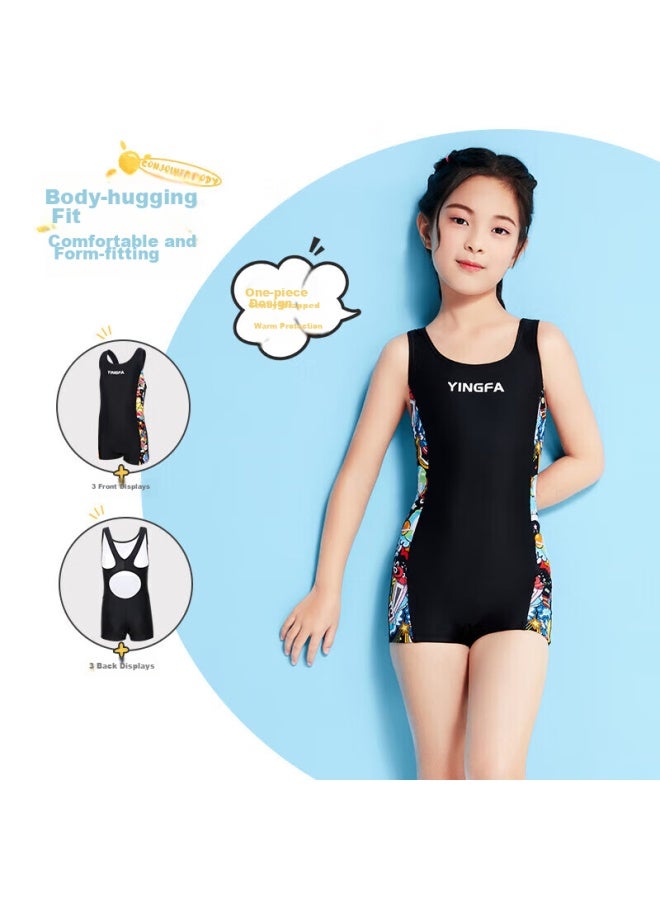 Yingfa Children's Swimsuit, One-piece Girls' Swimwear, Summer Short-sleeve Shorts, Quick-drying, Breathable, Hot Spring Swimwear - Image 2