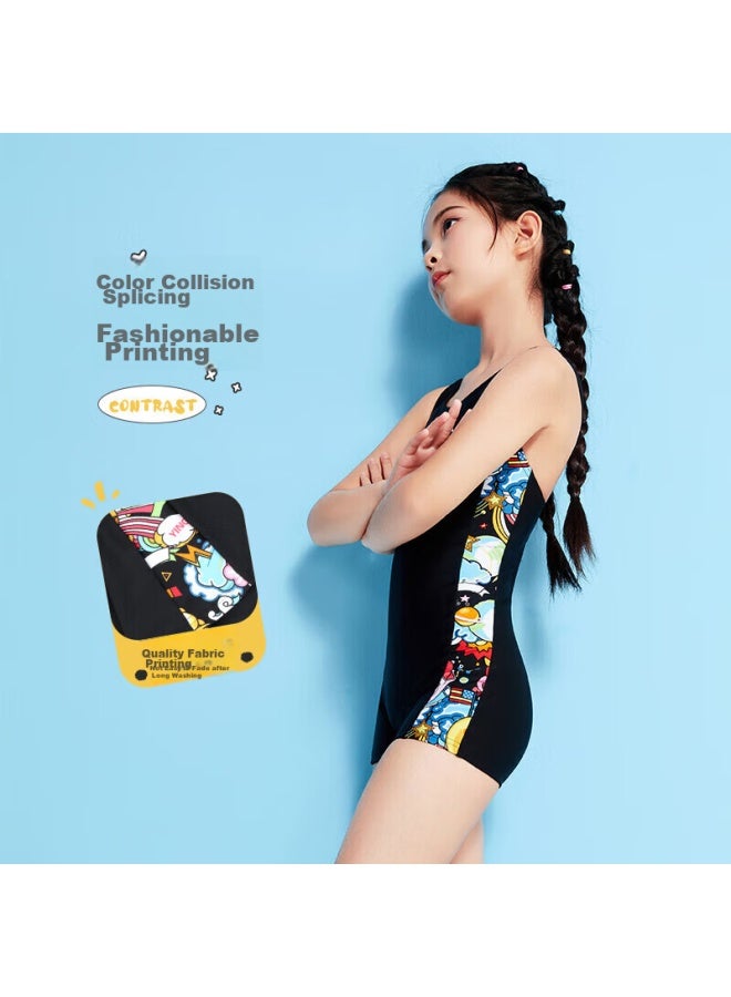 Yingfa Children's Swimsuit, One-piece Girls' Swimwear, Summer Short-sleeve Shorts, Quick-drying, Breathable, Hot Spring Swimwear - Image 3