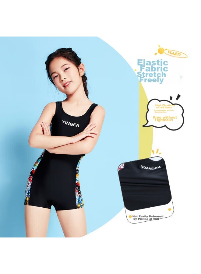 Yingfa Children's Swimsuit, One-piece Girls' Swimwear, Summer Short-sleeve Shorts, Quick-drying, Breathable, Hot Spring Swimwear - Image 4