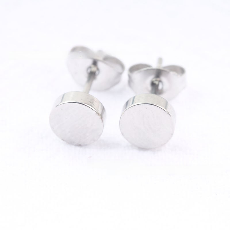 Fashion Titanium Barbell Earrings for Men and Women 6mm steel color one
