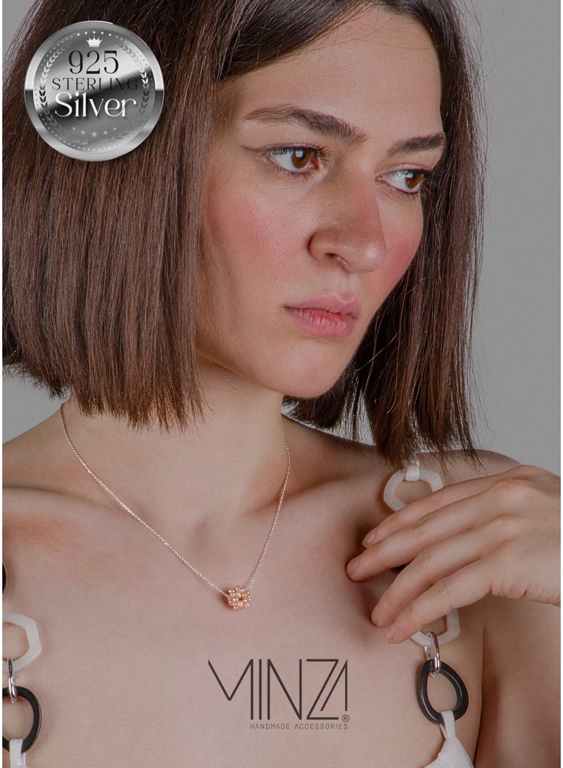Minza " Ariel " Pure 925 Sterling Silver, Pearl Stone, Handmade Necklace for Women, Pendant and Chain Necklace, 1.00 grams of Silver, Jewelry for Casual & Special Occasion - Image 1