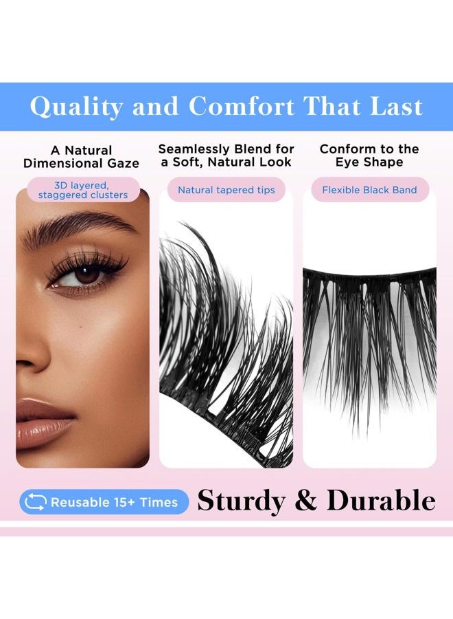 BEPHOLAN Lashes Natural Look False Eyelashes - Bepholan Fake Eyelashes 3D Super Fluffy False Lashes Black Band Wispy Lashes 3-Pack Faux Mink Lashes,XMZ21-3 - Image 4