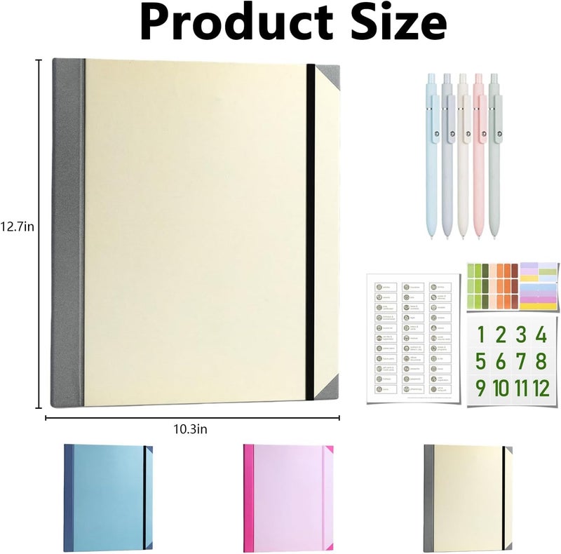 Pocket expansion folder with label sticker and 5 black gel pens, thickened file organizer for bill checking Birth certificate Estate planning Home school office, yellow - Image 4