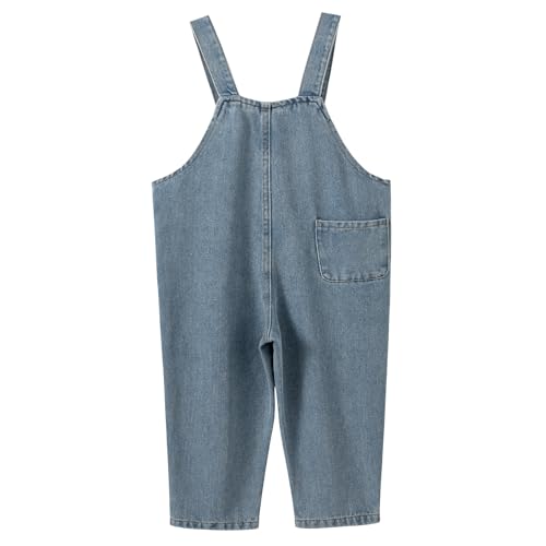 JWWN Little Boys Girls Long Denim Bib Overalls Kids Soft Cotton Rugged Relaxed Fit Jumpsuits Pants (Blue,5Years) - Image 3