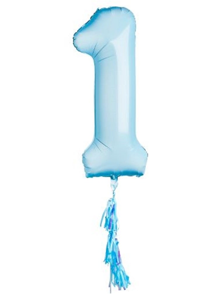 Hootyballoo - Blue '1' Foil Balloon 40" with tassels - Image 1