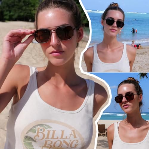 KUGUAOK Polarized Aviator Sunglasses for Women Men Small Frame UV Protection Tangle Free Sun Glasses Vintage Trendy Shades - Image 2