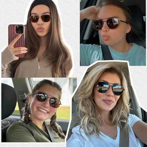 KUGUAOK Polarized Aviator Sunglasses for Women Men Small Frame UV Protection Tangle Free Sun Glasses Vintage Trendy Shades - Image 3