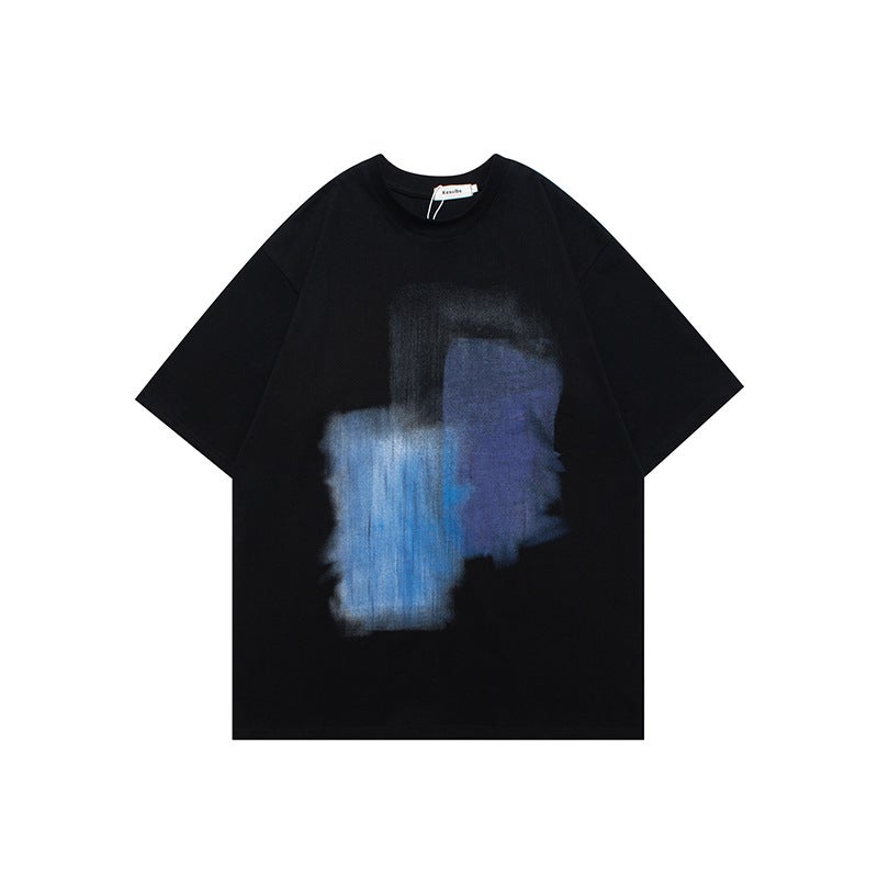 National Fashion Brand American Street Hip Hop Graffiti Printed Short-Sleeved T-Shirt Men'S And Women'S Loose Casual Couple Cotton Half-Sleeved Tee - Image 4