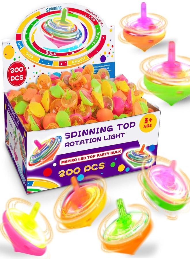 MAPIXO 200 Pcs Light Up Spinning Tops for Kid 4 Color, Bulk LED Flashing Spinning Top Toys for Birthday Party Favor, Return Gift, Classroom Prize, and Fun Fidget Toy, Glow Goodie Bags Stuffer for Girl boy - Image 1