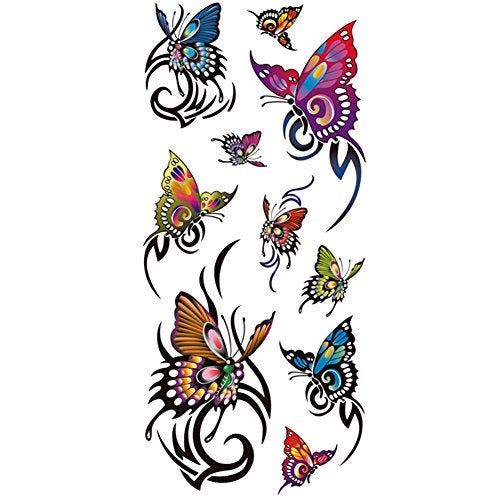 TAFLY Colorful Butterfly Fake Temporary Transfer Tattoos Body Stickers 5 Sheets - Image 2
