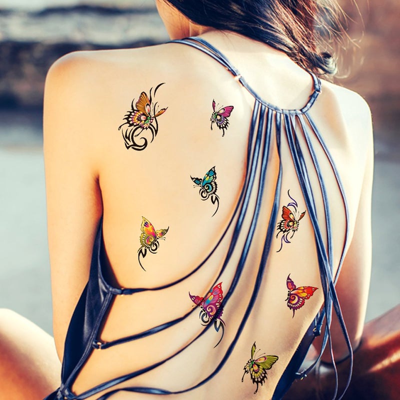 TAFLY Colorful Butterfly Fake Temporary Transfer Tattoos Body Stickers 5 Sheets - Image 5