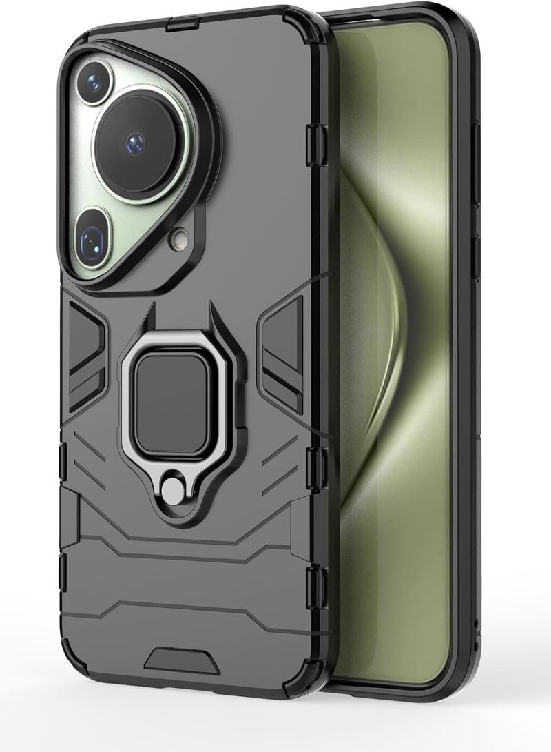 general Case Compatible with Huawei Pura 70 Ultra Case, 360° Metal Ring Kickstand Case, 2 in 1 Hybrid Shockproof Phone Back Cover for Huawei Pura 70 Ultra - Image 3