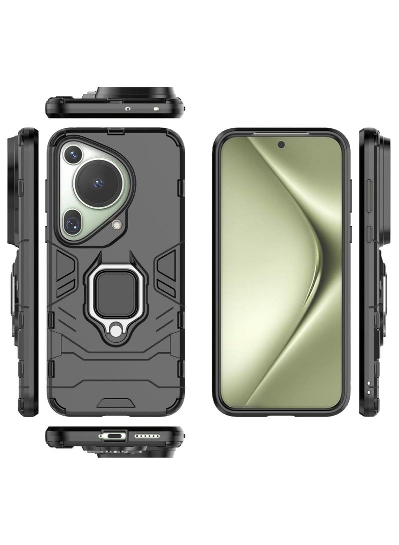 general Case Compatible with Huawei Pura 70 Ultra Case, 360° Metal Ring Kickstand Case, 2 in 1 Hybrid Shockproof Phone Back Cover for Huawei Pura 70 Ultra - Image 2