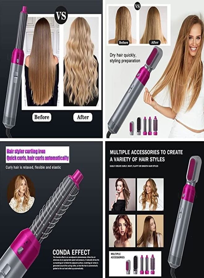 5 In 1 Hair Curler Rotating Hair Dryer Hair Straightener Comb Curling Brush 5 interchangeable barrels, 3 adjustable modes, 30S heating, smoothing iron styling tools - Image 2