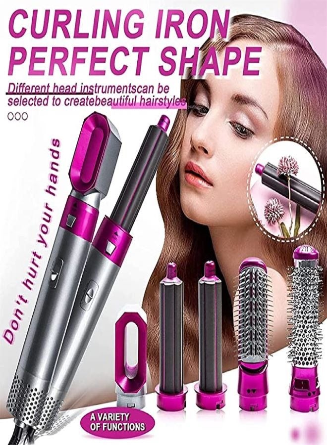 5 In 1 Hair Curler Rotating Hair Dryer Hair Straightener Comb Curling Brush 5 interchangeable barrels, 3 adjustable modes, 30S heating, smoothing iron styling tools - Image 1