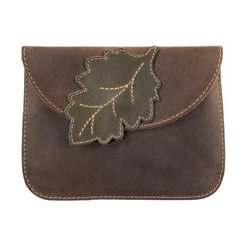 Hide & Drink, Leather Leaves Card Wallet Pouch, Soft Coin & Cash Organizer, Cable Holder & Accessories Case, Handmade Includes 101 Year Warranty :: Bourbon Brown - Image 1
