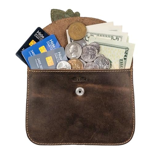 Hide & Drink, Leather Leaves Card Wallet Pouch, Soft Coin & Cash Organizer, Cable Holder & Accessories Case, Handmade Includes 101 Year Warranty :: Bourbon Brown - Image 5