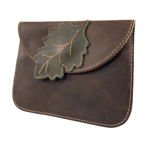 Hide & Drink, Leather Leaves Card Wallet Pouch, Soft Coin & Cash Organizer, Cable Holder & Accessories Case, Handmade Includes 101 Year Warranty :: Bourbon Brown - Image 3