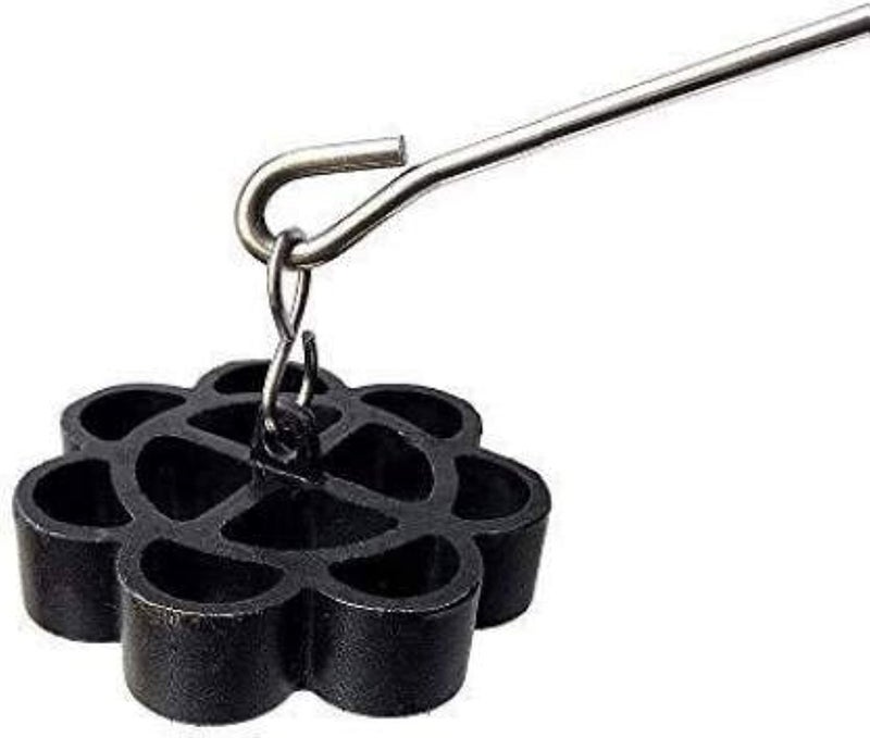FLORA AND CO Stainless Steel Non-Stick Rose Cookie & Murukku Maker Combo (Pack of 2) | Achappam & ACH-hu Murukku Moulds | Durable & Easy to Use (Black) - Image 4